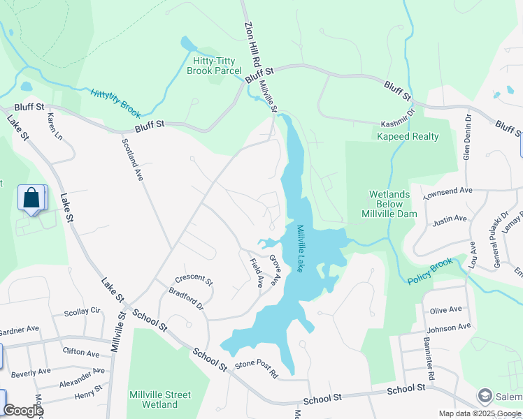 map of restaurants, bars, coffee shops, grocery stores, and more near 18 Carmar Lane in Salem