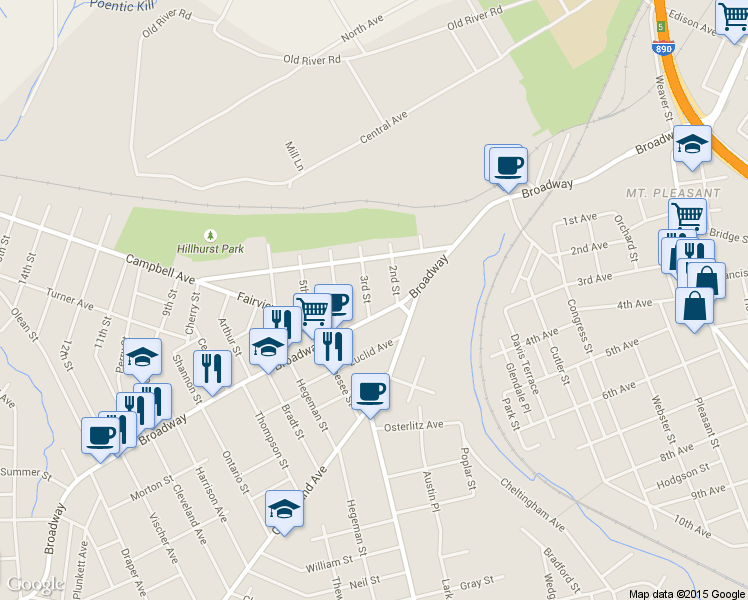 map of restaurants, bars, coffee shops, grocery stores, and more near 453 3rd St in Schenectady