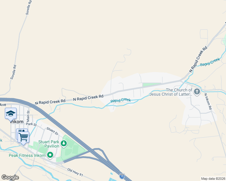 map of restaurants, bars, coffee shops, grocery stores, and more near 1060 North Rapid Creek Road in Inkom