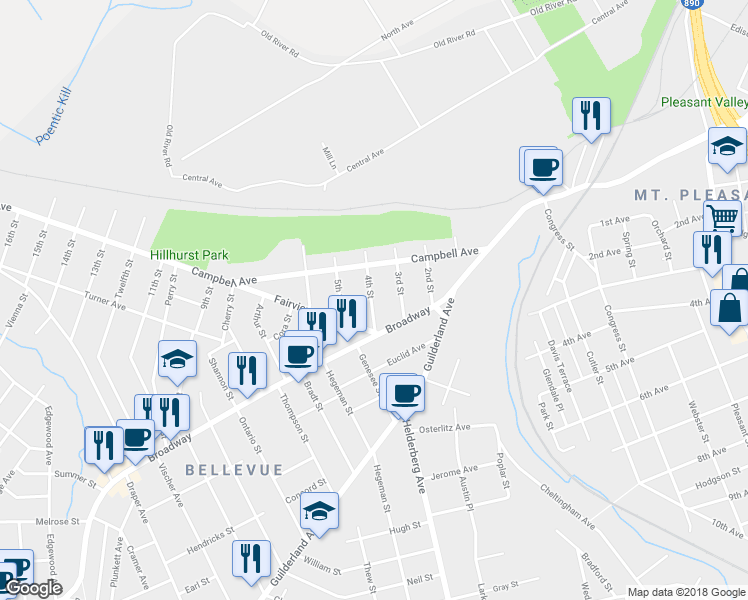 map of restaurants, bars, coffee shops, grocery stores, and more near 443 4th Street in Schenectady