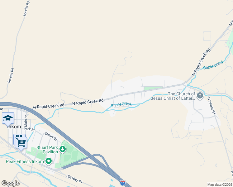 map of restaurants, bars, coffee shops, grocery stores, and more near 1060 North Rapid Creek Road in Inkom