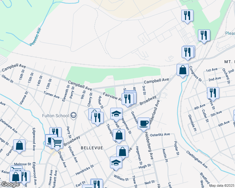 map of restaurants, bars, coffee shops, grocery stores, and more near 381 6th Street in Schenectady