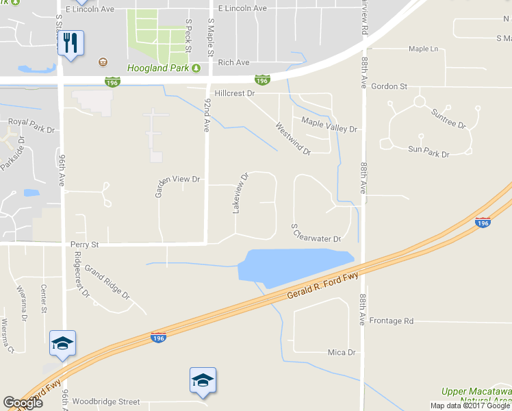 map of restaurants, bars, coffee shops, grocery stores, and more near 1963 Lakeview Drive in Zeeland