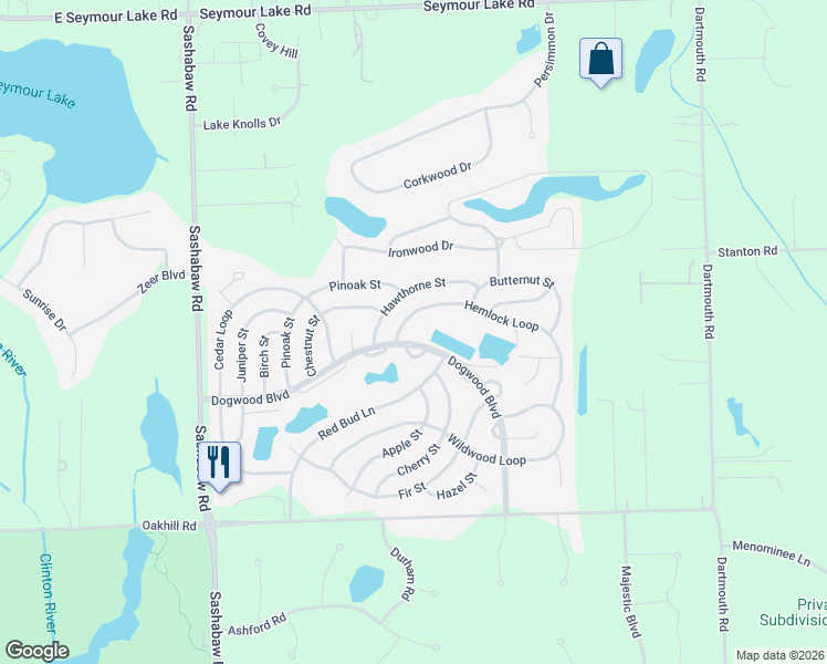 map of restaurants, bars, coffee shops, grocery stores, and more near 4359 Dogwood Boulevard in Clarkston