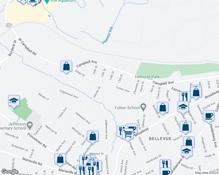 map of restaurants, bars, coffee shops, grocery stores, and more near 329 14th Street in Schenectady