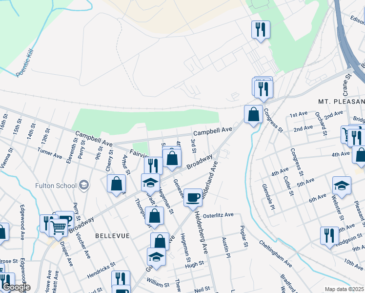 map of restaurants, bars, coffee shops, grocery stores, and more near 447 4th Street in Schenectady