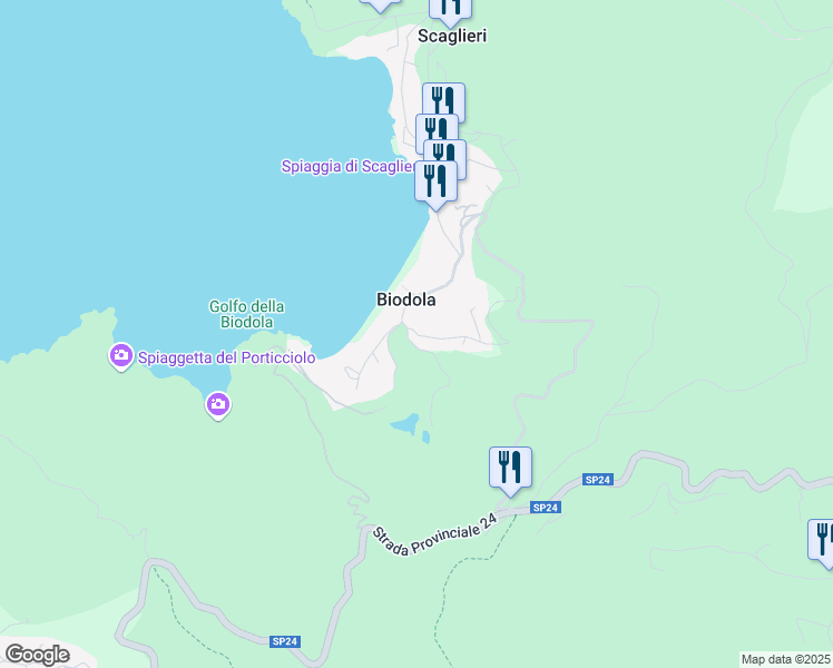 map of restaurants, bars, coffee shops, grocery stores, and more near 14 località Biodola in Portoferraio