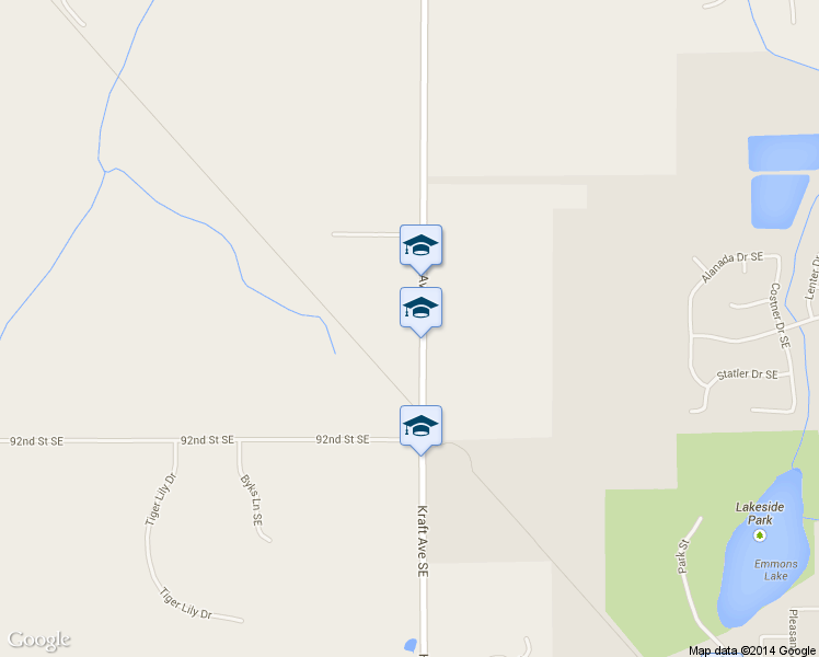 map of restaurants, bars, coffee shops, grocery stores, and more near 9025 Kraft Avenue Southeast in Caledonia