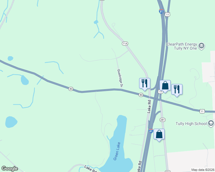 map of restaurants, bars, coffee shops, grocery stores, and more near 5631 New York 80 in Tully