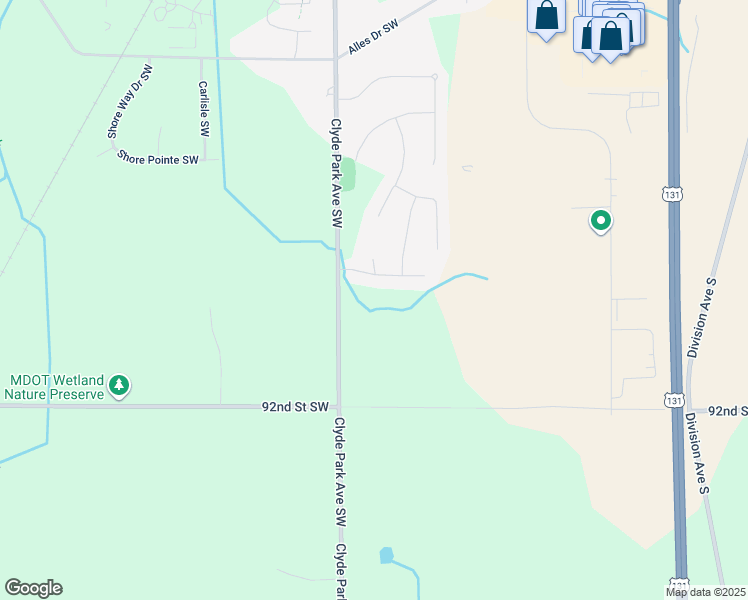 map of restaurants, bars, coffee shops, grocery stores, and more near 9072 Clyde Park Avenue Southwest in Byron Center