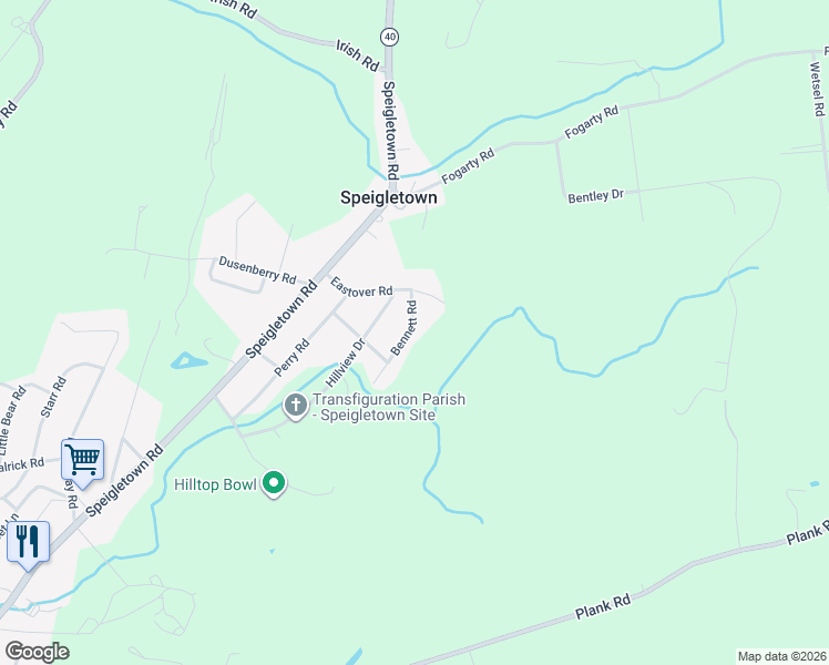 map of restaurants, bars, coffee shops, grocery stores, and more near 21 Bennett Road in Troy