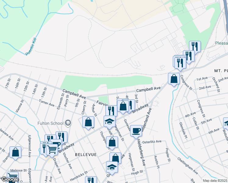 map of restaurants, bars, coffee shops, grocery stores, and more near 1927 Campbell Avenue in Schenectady