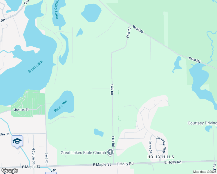 map of restaurants, bars, coffee shops, grocery stores, and more near 15544 Falk Road in Holly