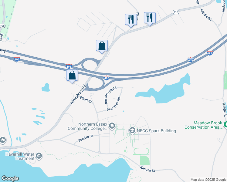 map of restaurants, bars, coffee shops, grocery stores, and more near 37 Russett Hill Road in Haverhill