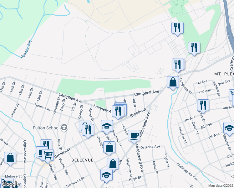 map of restaurants, bars, coffee shops, grocery stores, and more near 1927 Campbell Avenue in Schenectady