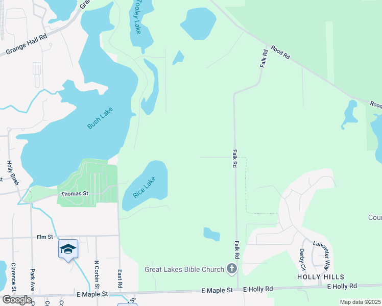 map of restaurants, bars, coffee shops, grocery stores, and more near 15544 Falk Road in Holly