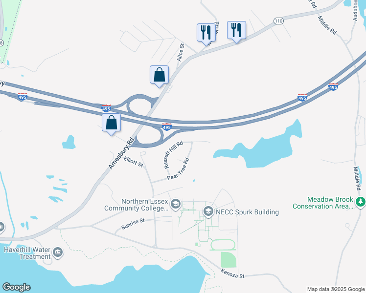 map of restaurants, bars, coffee shops, grocery stores, and more near 37 Russett Hill Road in Haverhill