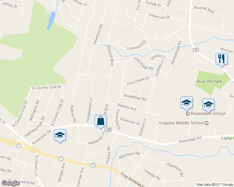 map of restaurants, bars, coffee shops, grocery stores, and more near 1171 Fernwood Drive in Schenectady County