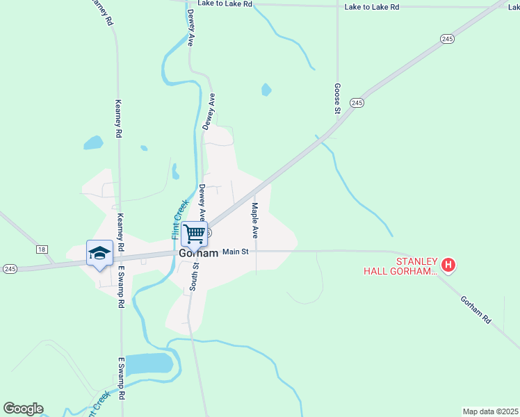 map of restaurants, bars, coffee shops, grocery stores, and more near 4679 Maple Avenue in Stanley