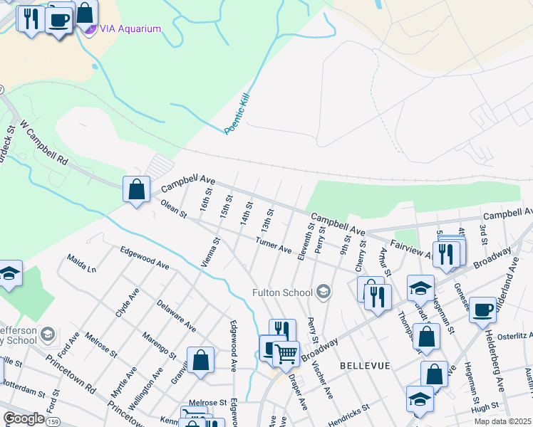 map of restaurants, bars, coffee shops, grocery stores, and more near 228 13th Street in Schenectady