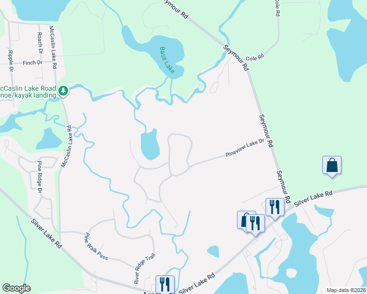 map of restaurants, bars, coffee shops, grocery stores, and more near 8553 Pineview Lake Drive in Linden