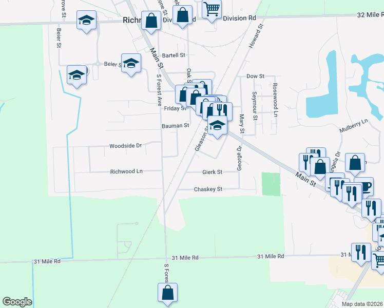 map of restaurants, bars, coffee shops, grocery stores, and more near 67820 Fitzgerald Street in Richmond