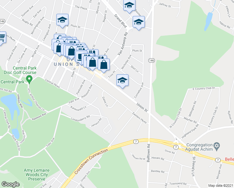 map of restaurants, bars, coffee shops, grocery stores, and more near 1786 New York 146 in Schenectady County