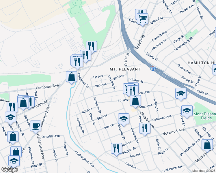 map of restaurants, bars, coffee shops, grocery stores, and more near 1214 3rd Avenue in Schenectady