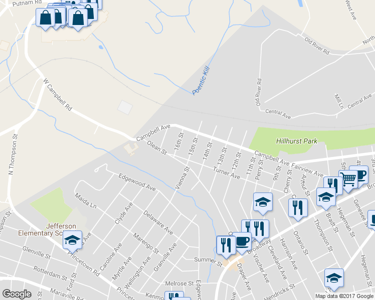 map of restaurants, bars, coffee shops, grocery stores, and more near 250 15th Street in Schenectady