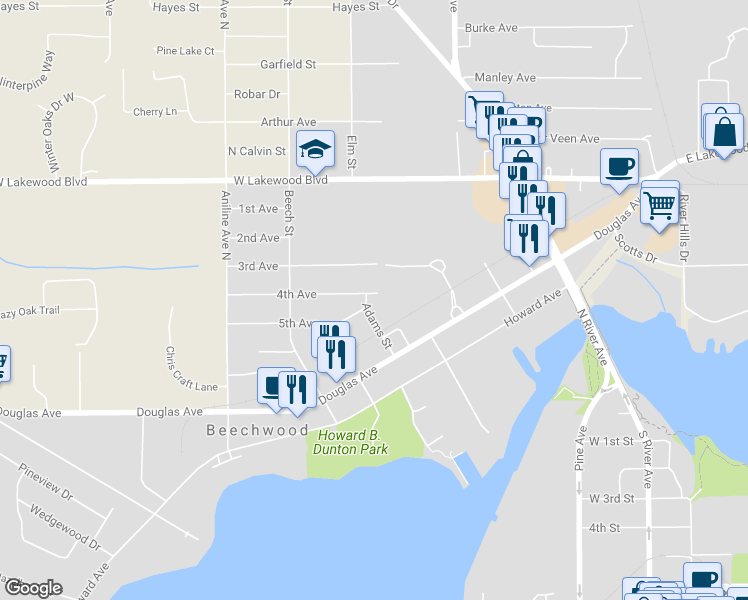 map of restaurants, bars, coffee shops, grocery stores, and more near 290 4th Avenue in Holland
