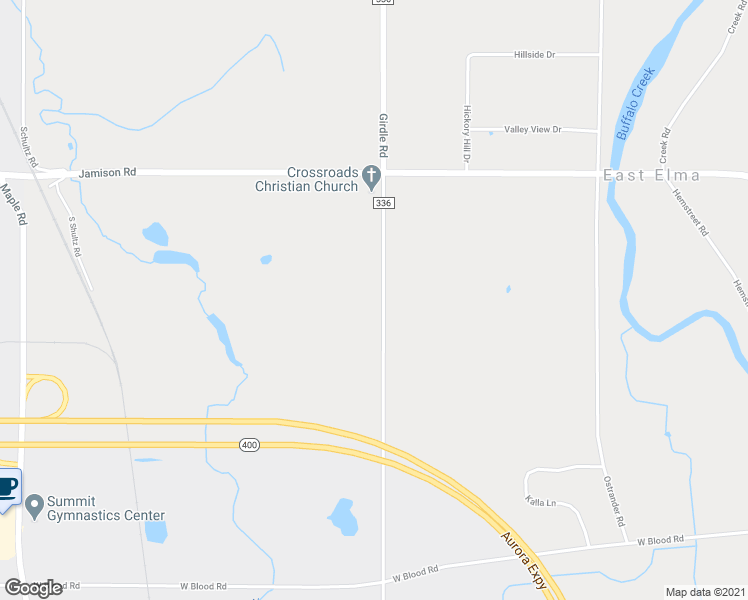 map of restaurants, bars, coffee shops, grocery stores, and more near 930 Girdle Road in East Aurora