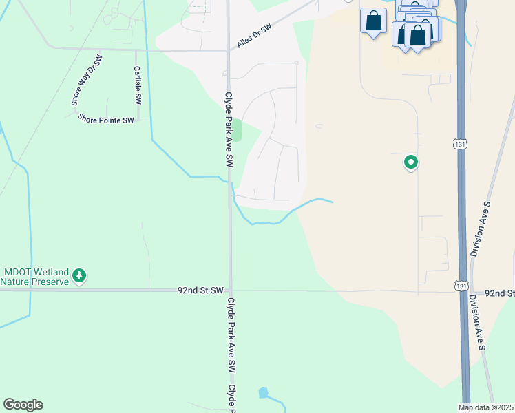 map of restaurants, bars, coffee shops, grocery stores, and more near 9072 Clyde Park Avenue Southwest in Byron Center