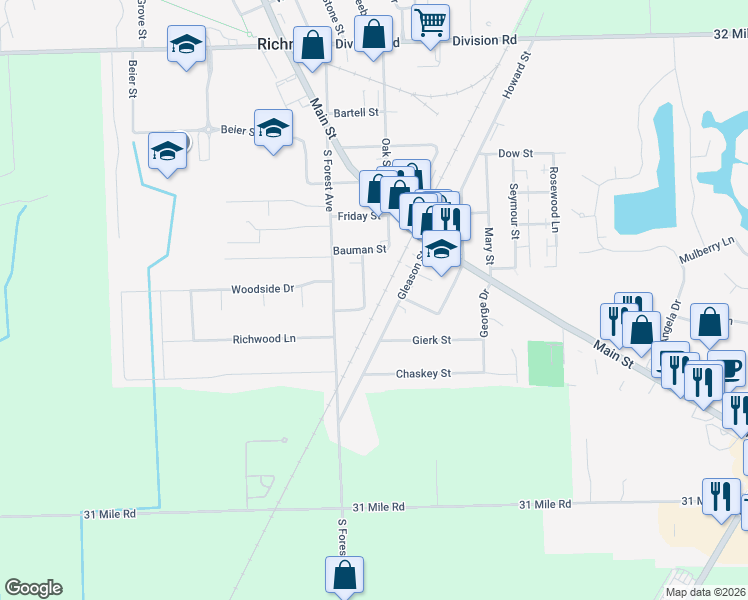 map of restaurants, bars, coffee shops, grocery stores, and more near 67820 Fitzgerald Street in Richmond