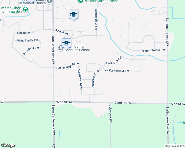 map of restaurants, bars, coffee shops, grocery stores, and more near 2134 Junction Drive Southwest in Byron Center