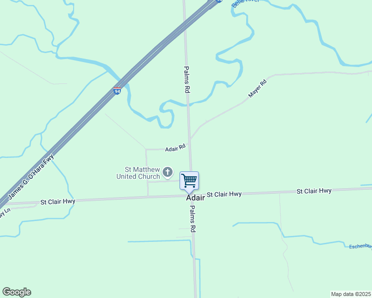 map of restaurants, bars, coffee shops, grocery stores, and more near 3418 Palms Road in Casco
