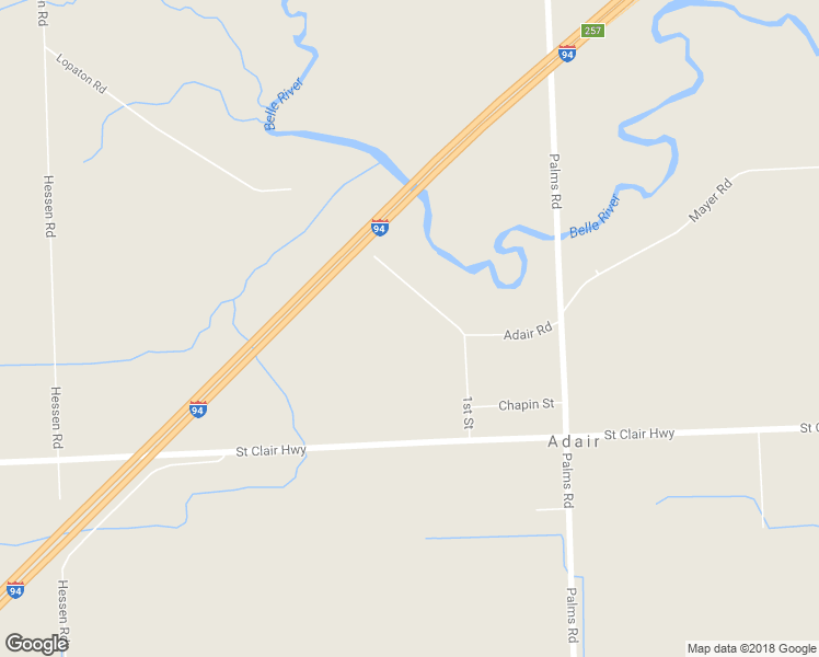 map of restaurants, bars, coffee shops, grocery stores, and more near 8113 Adair Road in Casco