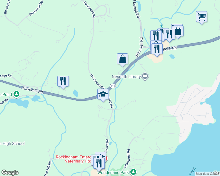 map of restaurants, bars, coffee shops, grocery stores, and more near in Windham