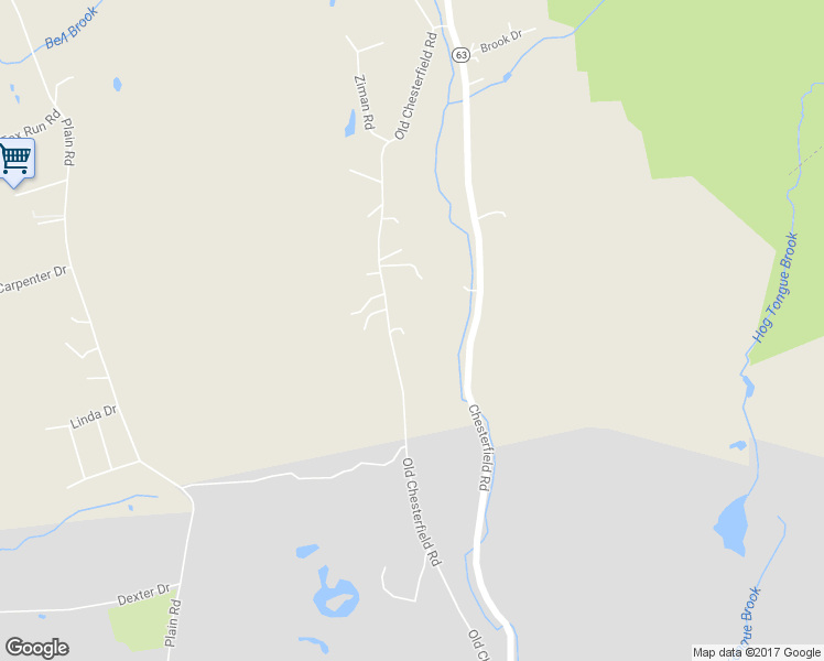 map of restaurants, bars, coffee shops, grocery stores, and more near 190 Old Chesterfield Road in Hinsdale