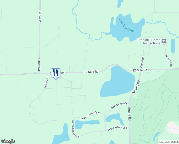 map of restaurants, bars, coffee shops, grocery stores, and more near 5913 32 Mile Road in Macomb County