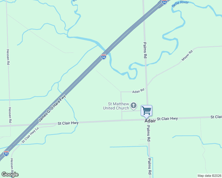 map of restaurants, bars, coffee shops, grocery stores, and more near 8113 Adair Road in Casco