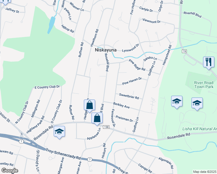 map of restaurants, bars, coffee shops, grocery stores, and more near 1171 Fernwood Drive in Schenectady County