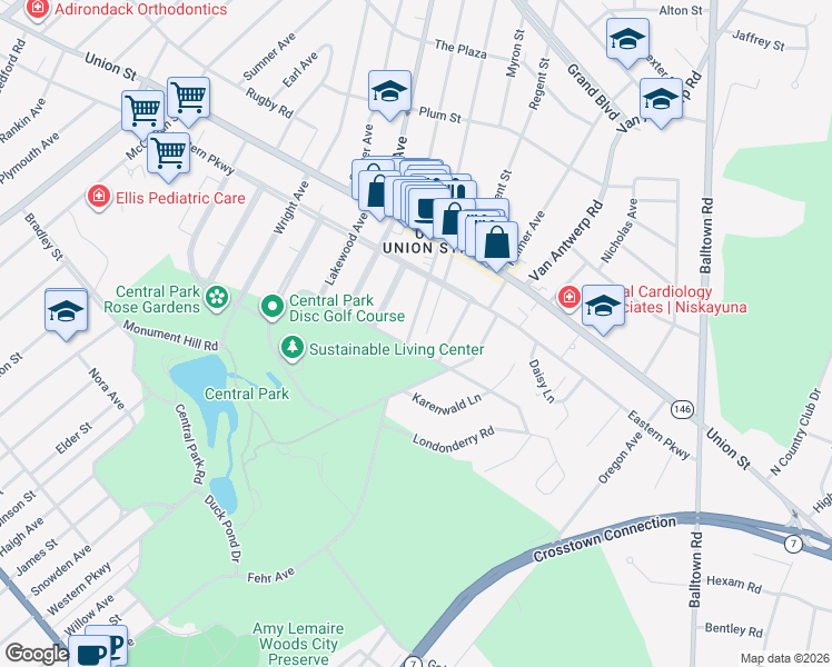 map of restaurants, bars, coffee shops, grocery stores, and more near 818 Dean Street in Schenectady
