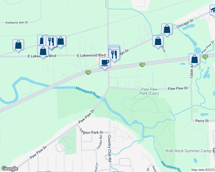 map of restaurants, bars, coffee shops, grocery stores, and more near 1811 112th Avenue in Holland