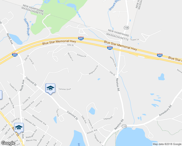 map of restaurants, bars, coffee shops, grocery stores, and more near Magnavista Drive in Haverhill
