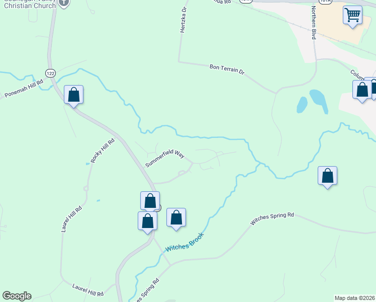 map of restaurants, bars, coffee shops, grocery stores, and more near 13 Beacon Lane in Amherst
