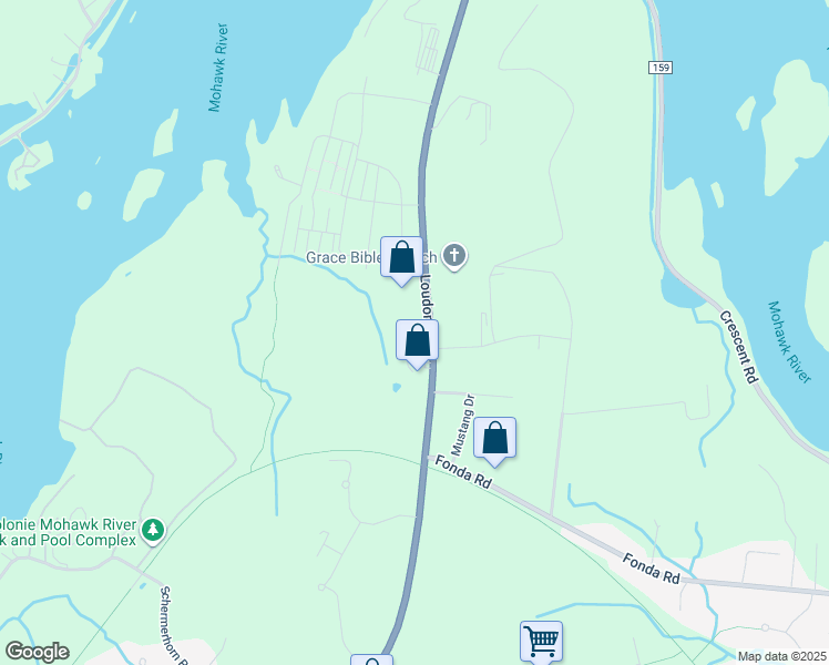 map of restaurants, bars, coffee shops, grocery stores, and more near 1260 Loudon Road in Cohoes