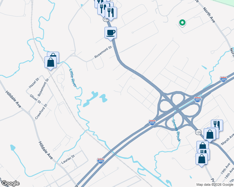 map of restaurants, bars, coffee shops, grocery stores, and more near 6 Spinnaker Circle in Haverhill