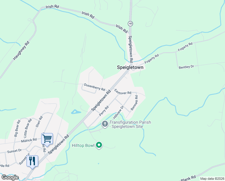 map of restaurants, bars, coffee shops, grocery stores, and more near 100 Eastover Road in Troy