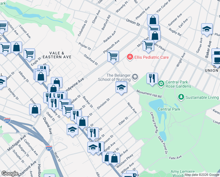 map of restaurants, bars, coffee shops, grocery stores, and more near 309 Furman Street in Schenectady