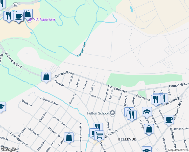 map of restaurants, bars, coffee shops, grocery stores, and more near 112 13th Street in Schenectady